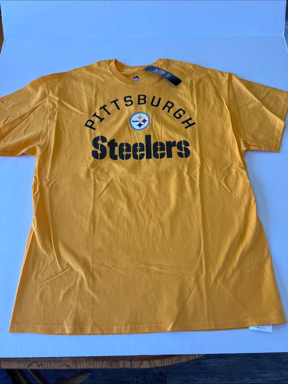 Majestic NFL Pittsburgh Steelers Gold Logo Short-Sleeve Tee Size XL NWT